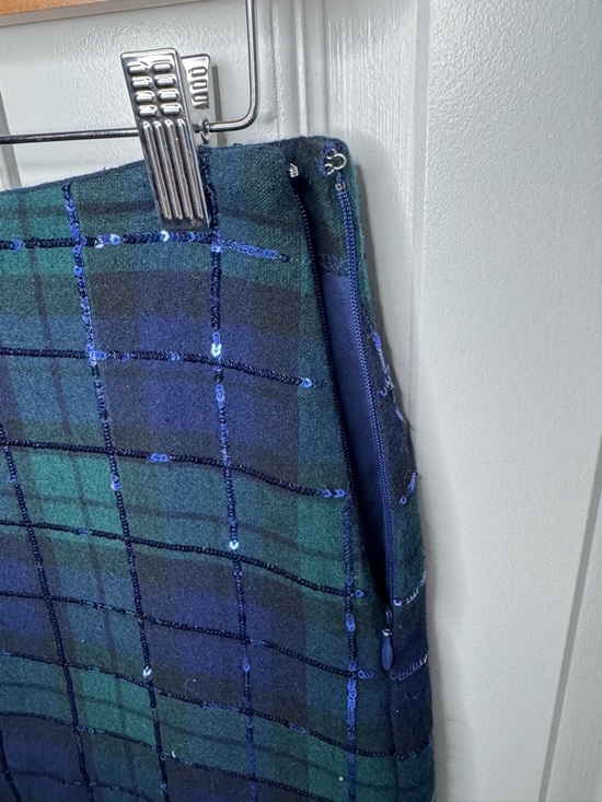 Vineyard Vines Blue and Green Plaid with Sequin Details Mini Skirt size 0 - Picture 3 of 6